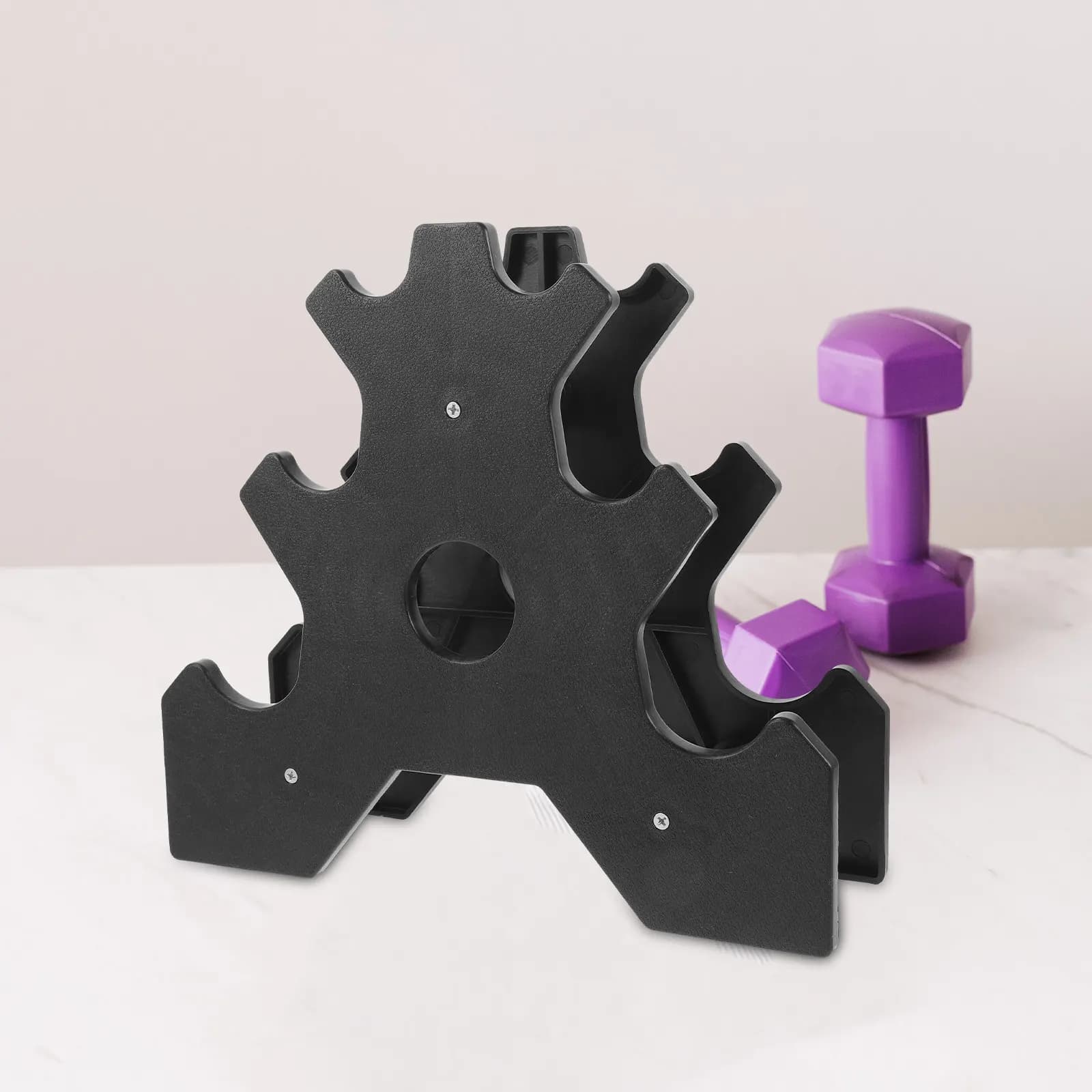 Porta Manubri Professionale in Plastica, Design Salvaspazio e Resistente, per Palestra Domestica e Allenamento