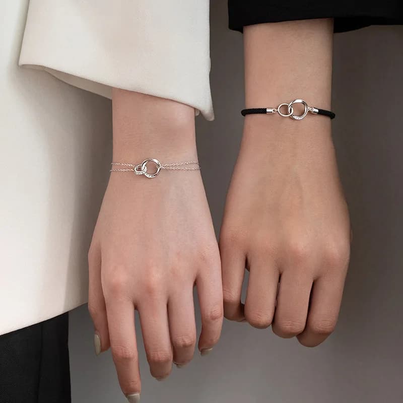 Bracciale Mobius alla moda in argento sterling 925 francese "Ti amo" per donna uomo corda catena gioielli regalo di San Valentino