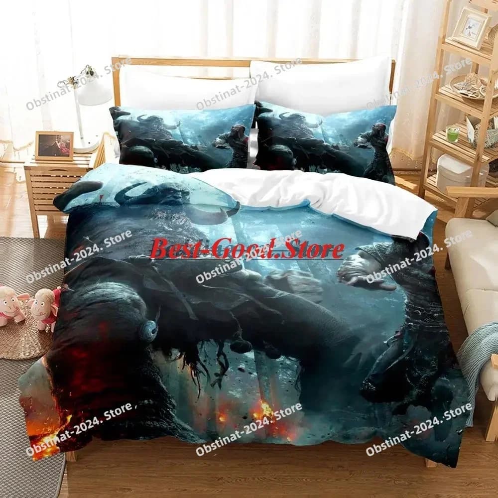 2023 Gioco God of War Set biancheria da letto Stampato singolo Piumino Trapunta Copripiumino Federa 3 pezzi Set Bambini Taglia adulto