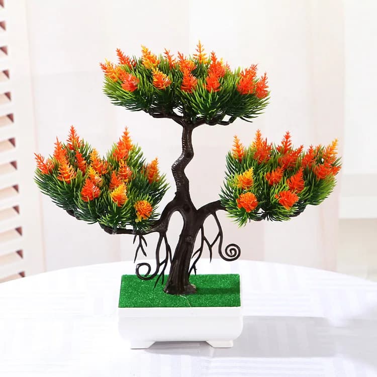 Bouquet di Fiori Artificiali, Pino Decorativo in Vaso, Pianta Artificiale Simulata per Decorazione Casa e Giardino