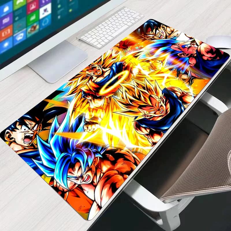 Tappetino per mouse Dragon Ball Z DBZ, accessori da gaming, grande tappetino per tastiera, tappetino da scrivania per gamer, antiscivolo, bianco.