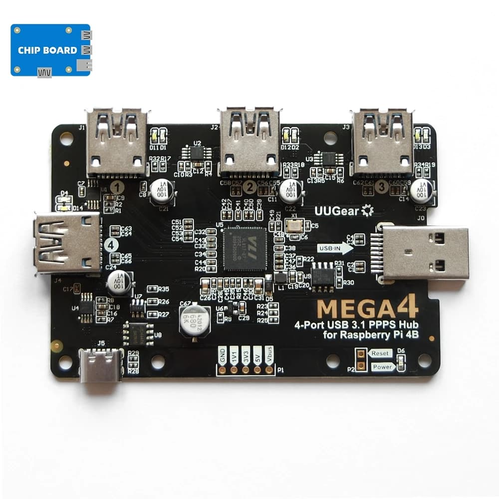 MEGA4: HUB PPPS USB 3.1 4 ports FOR RASPBERRY PI 4B