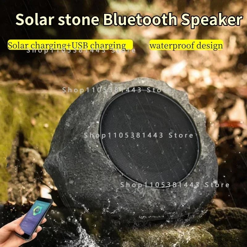 Garden Stone Music Box Rock with Remote Control USB Sound Box TWS Outdoor Waterproof Solar Charging Wireless Bluetooth Speakers