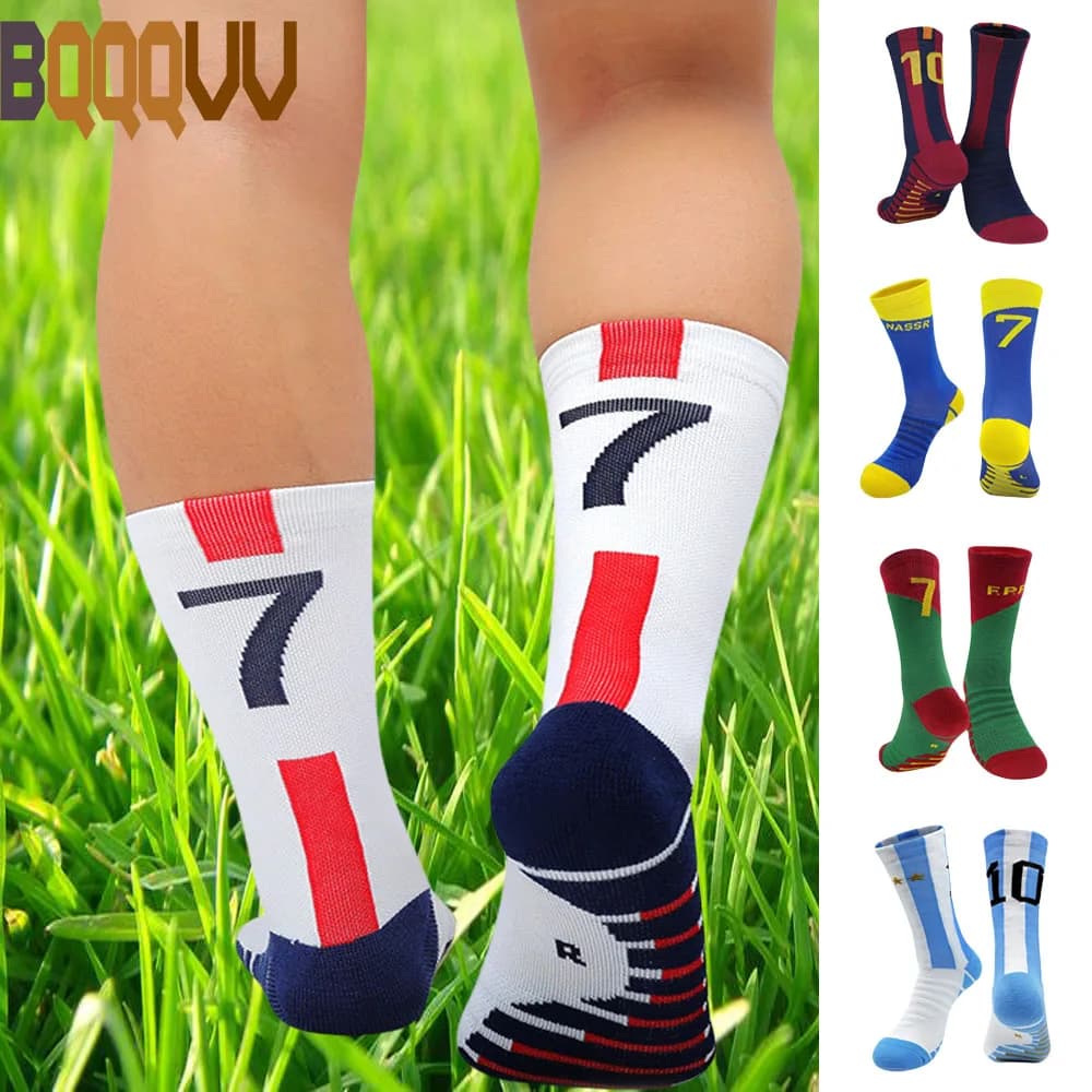 1 paio di calzini sportivi da allenamento per calcio e basket, con numeri 7, 11, 30, 10, antiscivolo, resistenti, per skateboard, corsa e atletica.