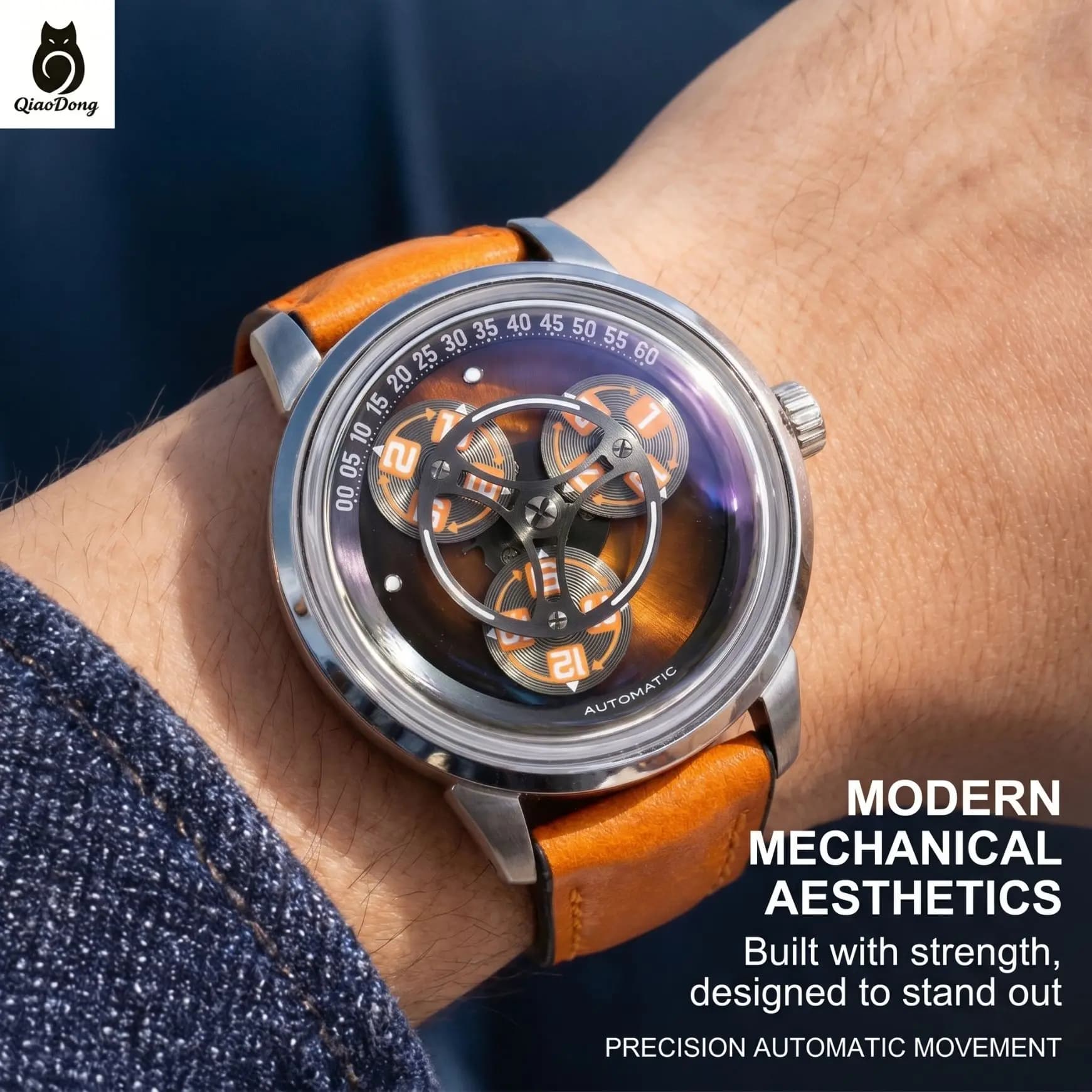 MechJazz Orologio Meccanico Automatico da Uomo con Quadrante a Tre Lancette, Impermeabile, Elegante e Casual