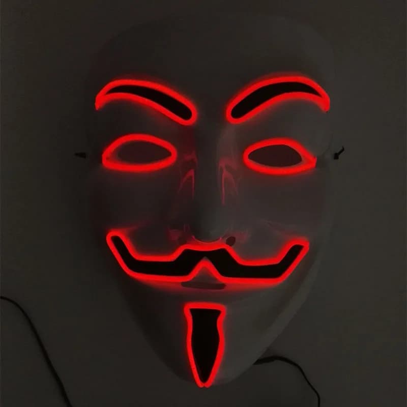 Classic Cinematograph Mask Lighted Anonymous Mask Lighting Cosplay Costume Halloween Man Woman V Mask Lighting in the Dark