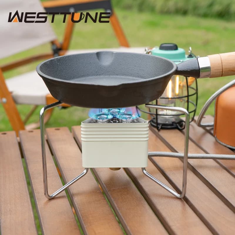 WESTTUNE 8000W Fornello da campeggio esterno a tre teste Fornello da esterno pieghevole leggero Bruciatore Fornello Riscaldatore per cucinare Escursionismo Picnic