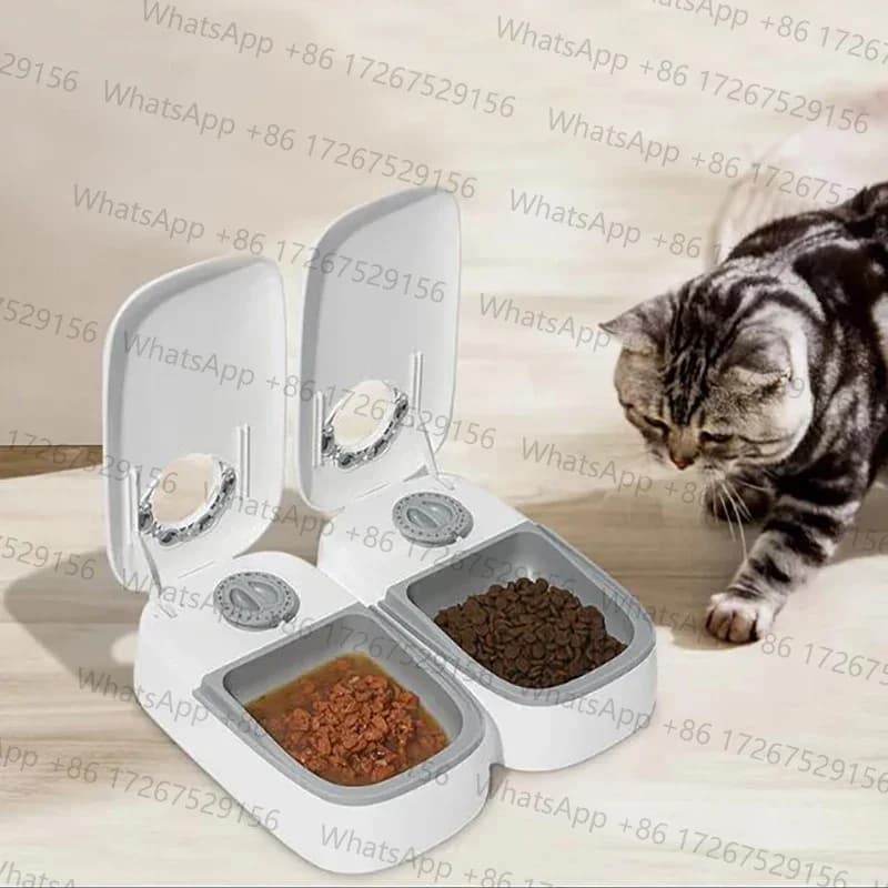 Applicable to2 Meals Timed Automatic Dog Feeder Dual Bowls Smart Cat Food Dispenser Wet Dry Pet Food Dispenser Pet Feeder Cat Ac