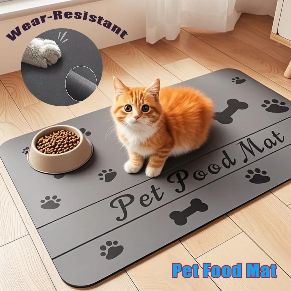 1 tappetino per l'alimentazione degli animali domestici assorbente impermeabile - Tovaglietta per animali domestici ad asciugatura rapida per ciotola per cibo e acqua con supporto in gomma per cani e gatti