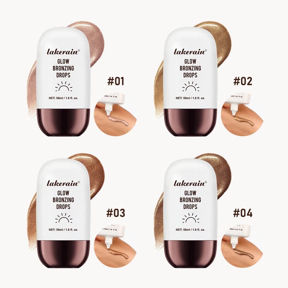 4 Shades Liquid Bronzer Bronzing Drops Blendable Shimmer Facial Illuminator Sun Kissed Tan Custom Face Contour Highlight Glow Makeup Cosmetic