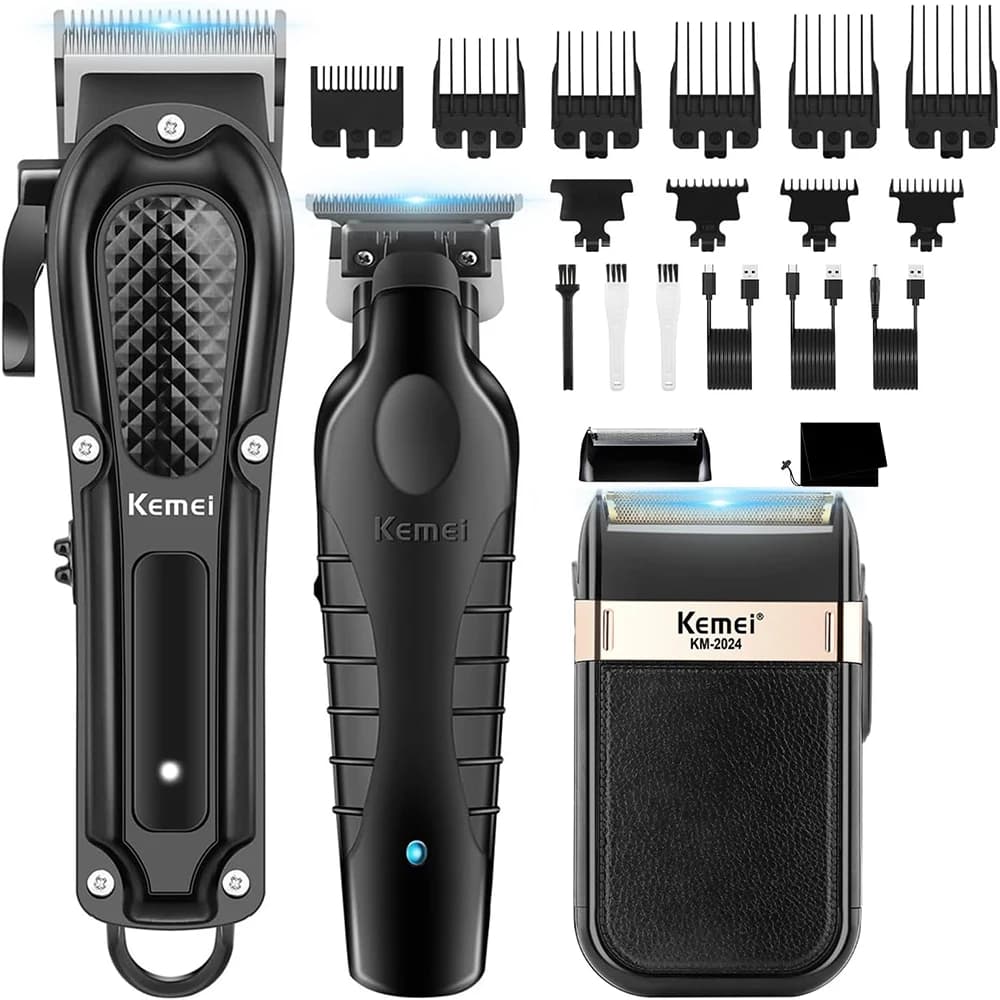 Kemei KM-1071 KM-2299 KM-2024, Wireless USB Rechargeable Bearing, Powerful Hair Cutting Kit