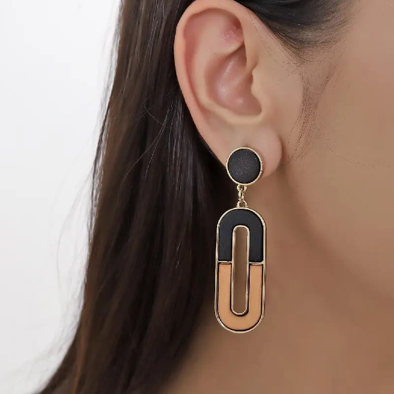 Orecchini a Perno Ovali in Legno per Donne, Orecchini in Lega Metallica Naturale, Stile Instagram, Gioielli Unici Vintage ed Eleganti