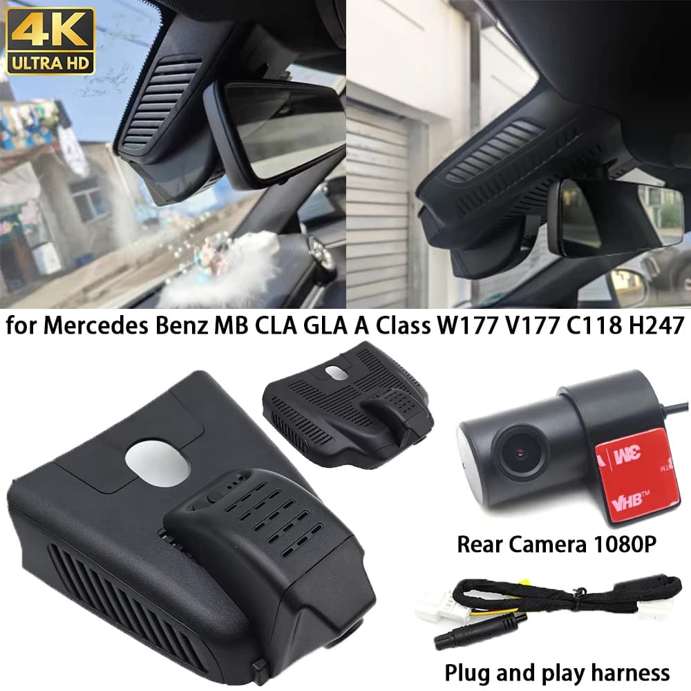 Per Mercedes Benz MB CLA GLA Classe A W177 V177 C118 H247 4K DVR Plug and Play Videoregistratore Visione notturna Wifi Parcheggio Parcheggio
