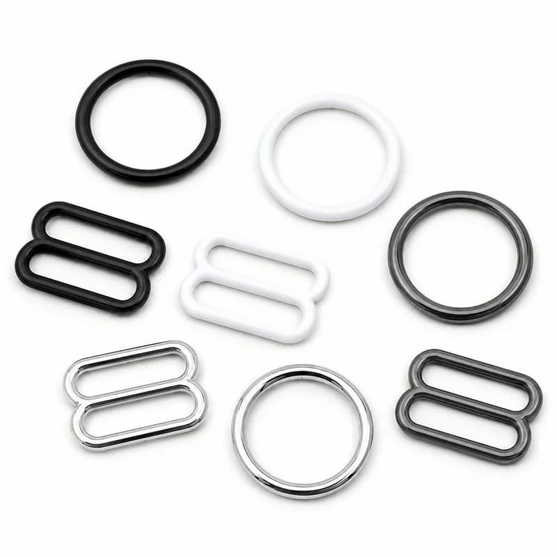 50Sets 6-15mm Metal O Ring Strap Slider Buckle for Bra Bikini Underwear Suspender Dress Adjustment Connector Sewing Hardware Kit