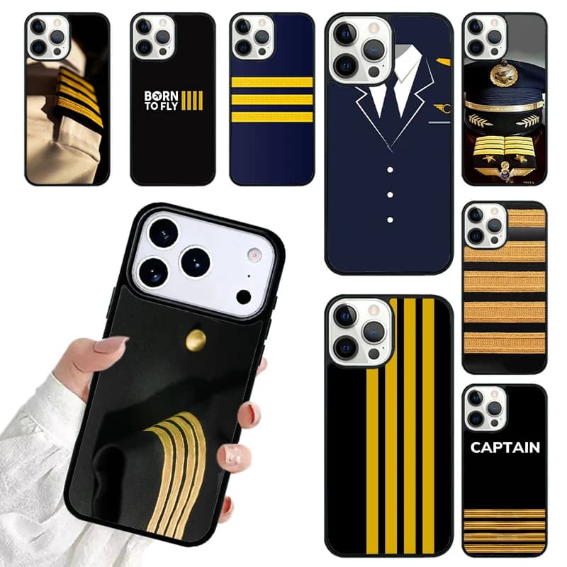 Airplane Pilot Epaulette SOFT Phone Case For iPhone 17 16 15 14 13 12 11 Pro Max 17air Shockproof Cover Fundas
