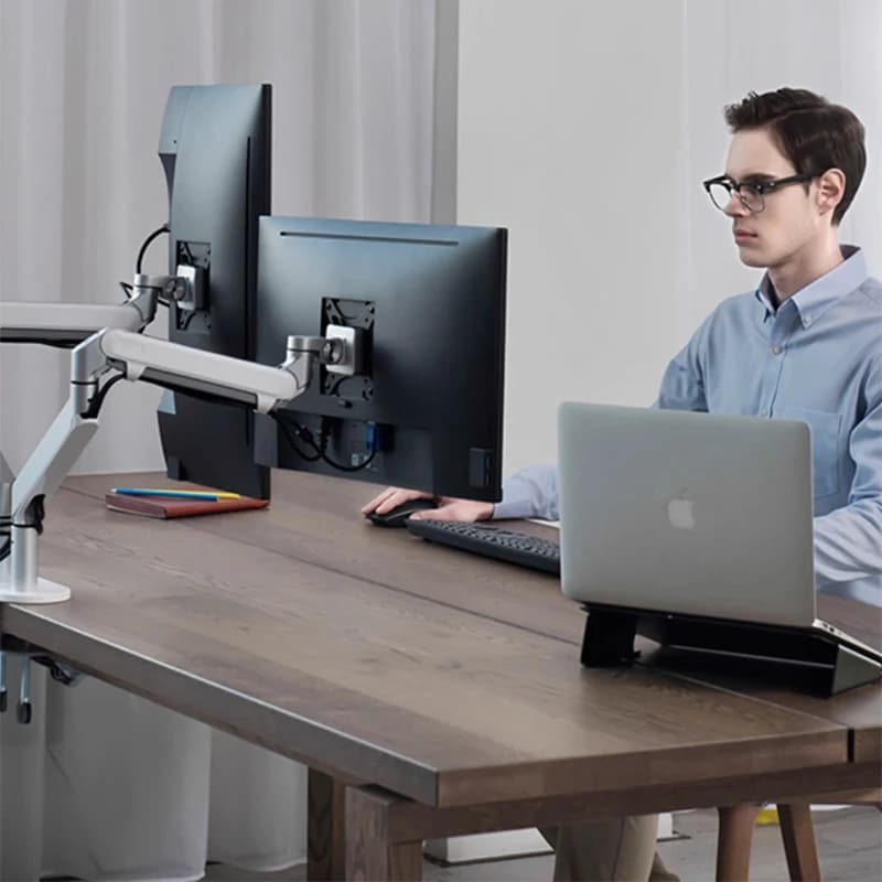 OZ-2 Supporto per monitor Desktop Supporto per desktop Telaio Home Office Doppio schermo Giunzione in alluminio multifunzionale