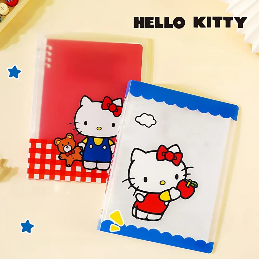 Genuino Sanrio Hello Kitty A5 PP Cartella per copertina per notebook a fogli mobili Cartella trasparente Raccoglitore Archiviazione di file Diario per studenti Planner