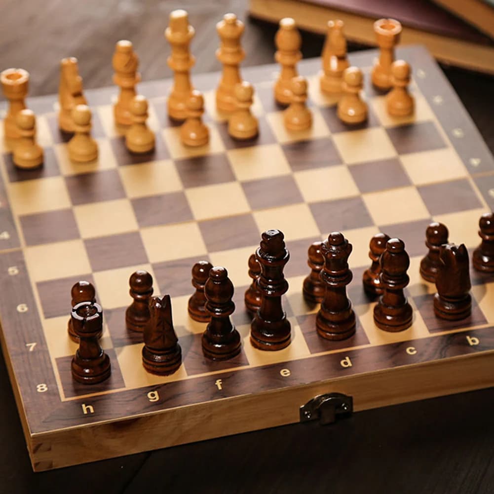 Scacchiera Grande 29x29cm per Sviluppare il Pensiero Strategico, 3 in 1: Scacchi, Dama e Backgammon, Gioco da Tavolo in Legno Non Tossico per Ragazzi e Ragazze