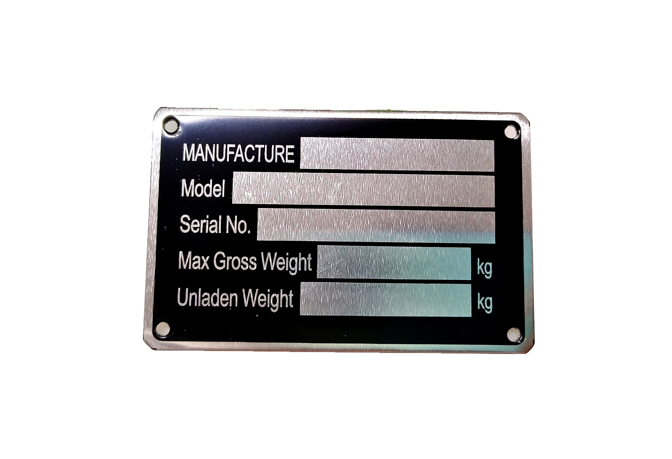 TRUCTURA BARCO Trailer "STAMPATO" VIN and frame plate with weight 86 mm x 54 mm Identification number