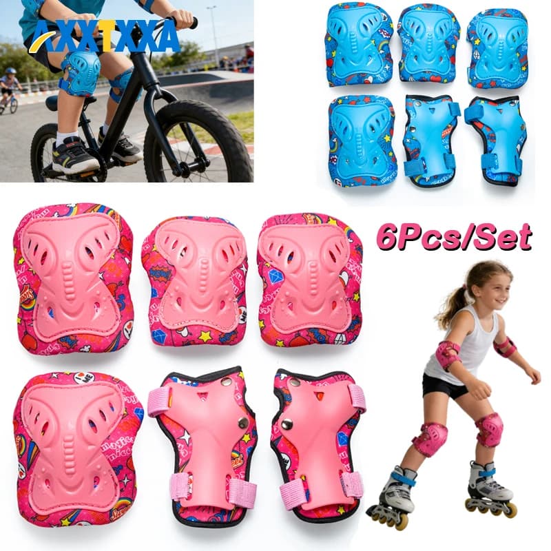 Set di Protezioni 6-in-1 per Bambini: Ginocchiere, Gomitiere e Protezioni per Polsi per Pattinaggio, Ciclismo, Bici, Rollerblade, Monopattino