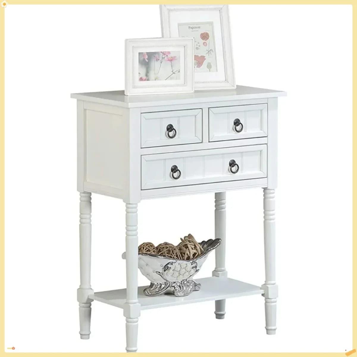 Tavolo da ingresso tradizionale da 23,75" con 3 cassetti portaoggetti, ripiano per console da corridoio per decorazioni domestiche, soggiorno e organizer per ufficio