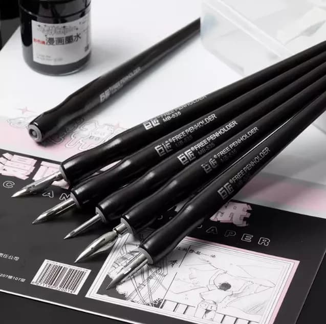 Giappone GREAT MASTER penna stilografica nera penna stilografica strumenti professionali per fumetti fumetti penna per immersione 5 alberi 5 pennini set