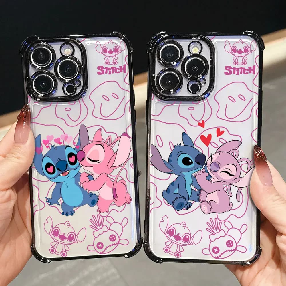 Protective Silicone Shoe Cover with Design Cartoon Stitch for iPhone 17E 17 16 Pro 15 14 13 12 11 Pro Max 17 Air 16 E 15 Plus