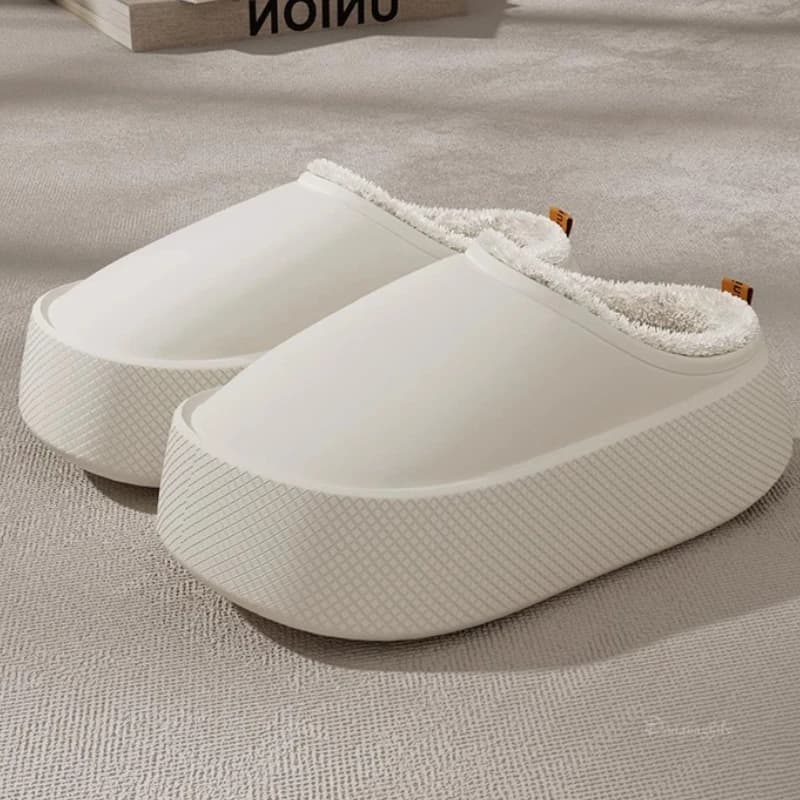 Pantofole invernali in EVA con suola spessa stile coppia unisex impermeabile in caldo pile per la casa all'aperto antiscivolo