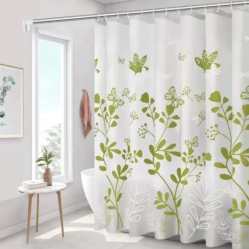 Tende da doccia con stampa di farfalle e fiori, tenda da doccia impermeabile, tende divisorie per bagno, stile postale con ganci, 180 cm, in PEVA