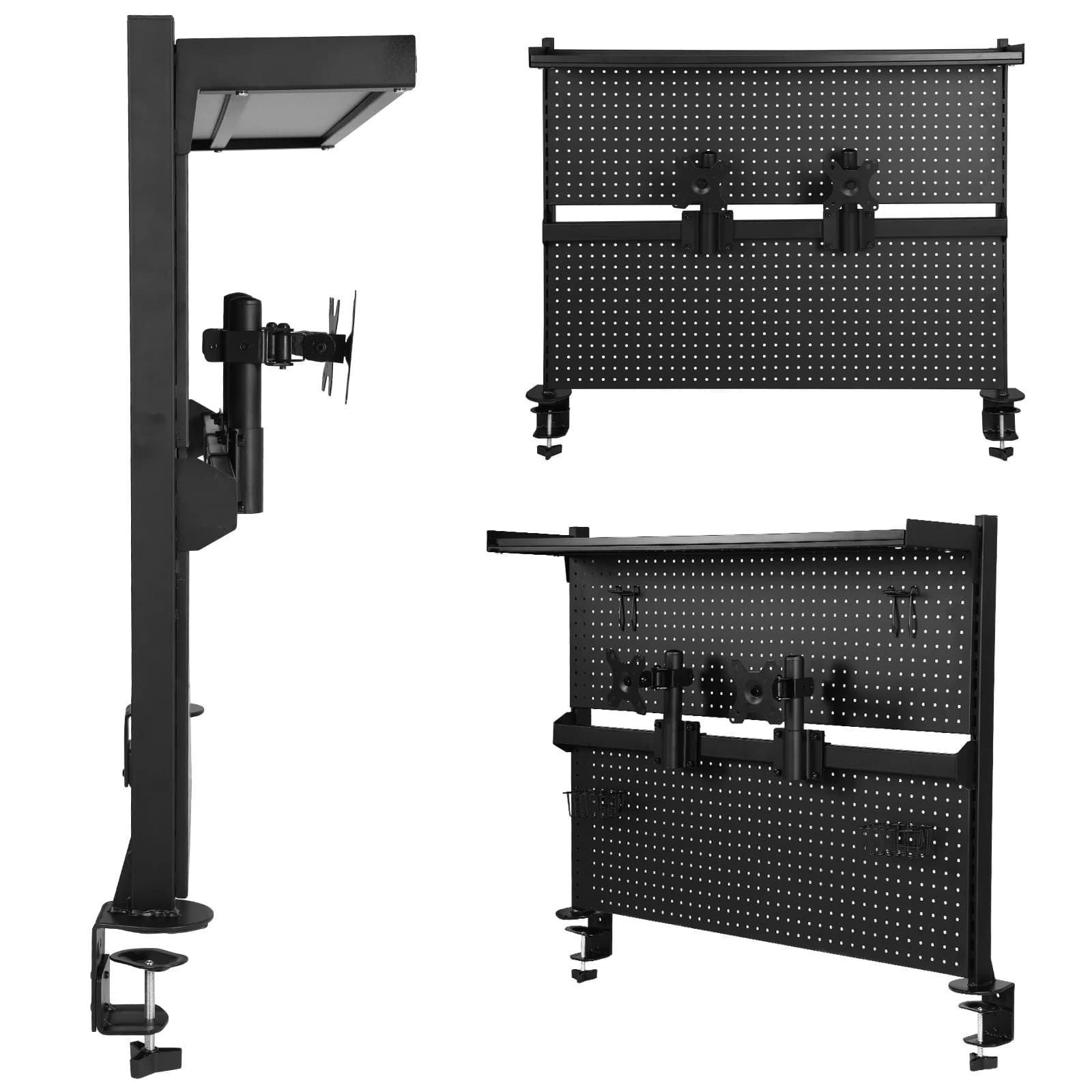 Metal Drilled Panel with Monitor Supports, Computer Accessories, Desk Shelving System 51 X 34 Office Supplies, Dormitory and Home Furniture