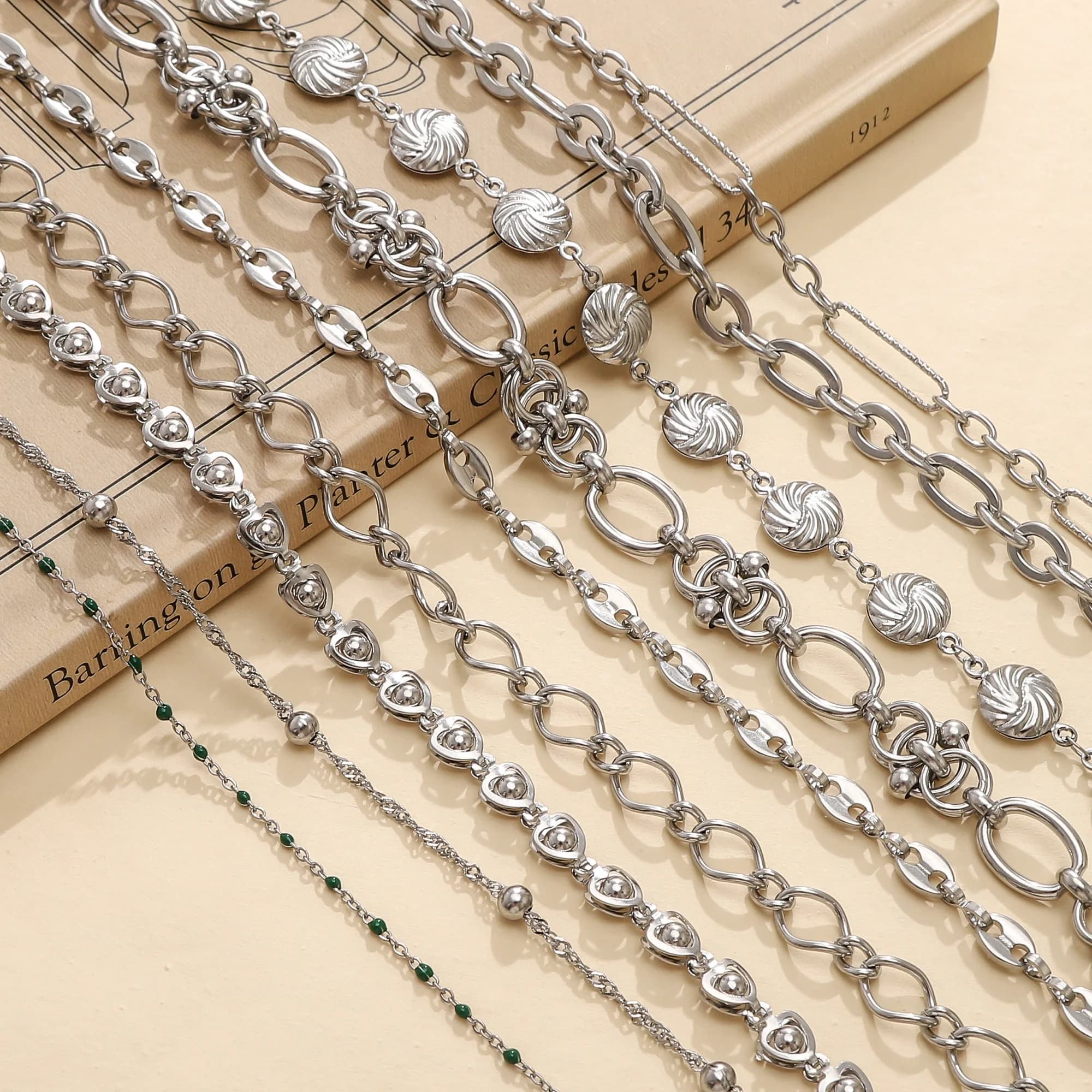 Catena a maglie in acciaio inossidabile da 0,5/1 metro, anti-ossidazione, resistente, per creazione fai da te di collane, bracciali, cavigliere e altri gioielli.