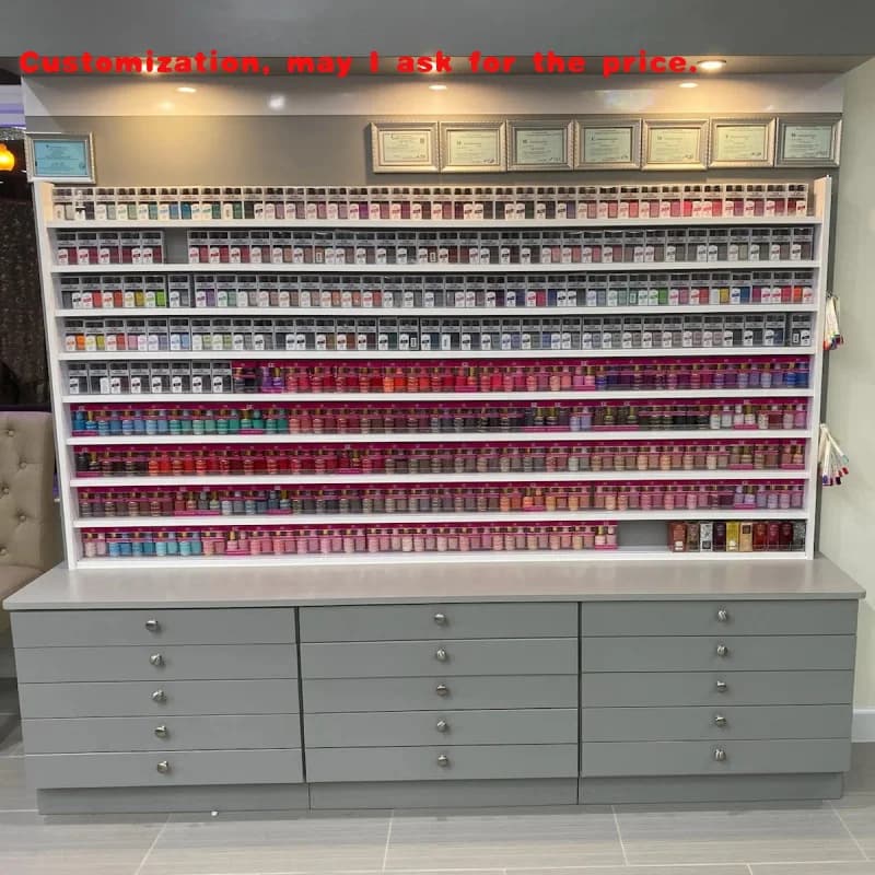 personalizzato. Vetrina cosmetica con supporto in legno per esposizione lucidante per unghie