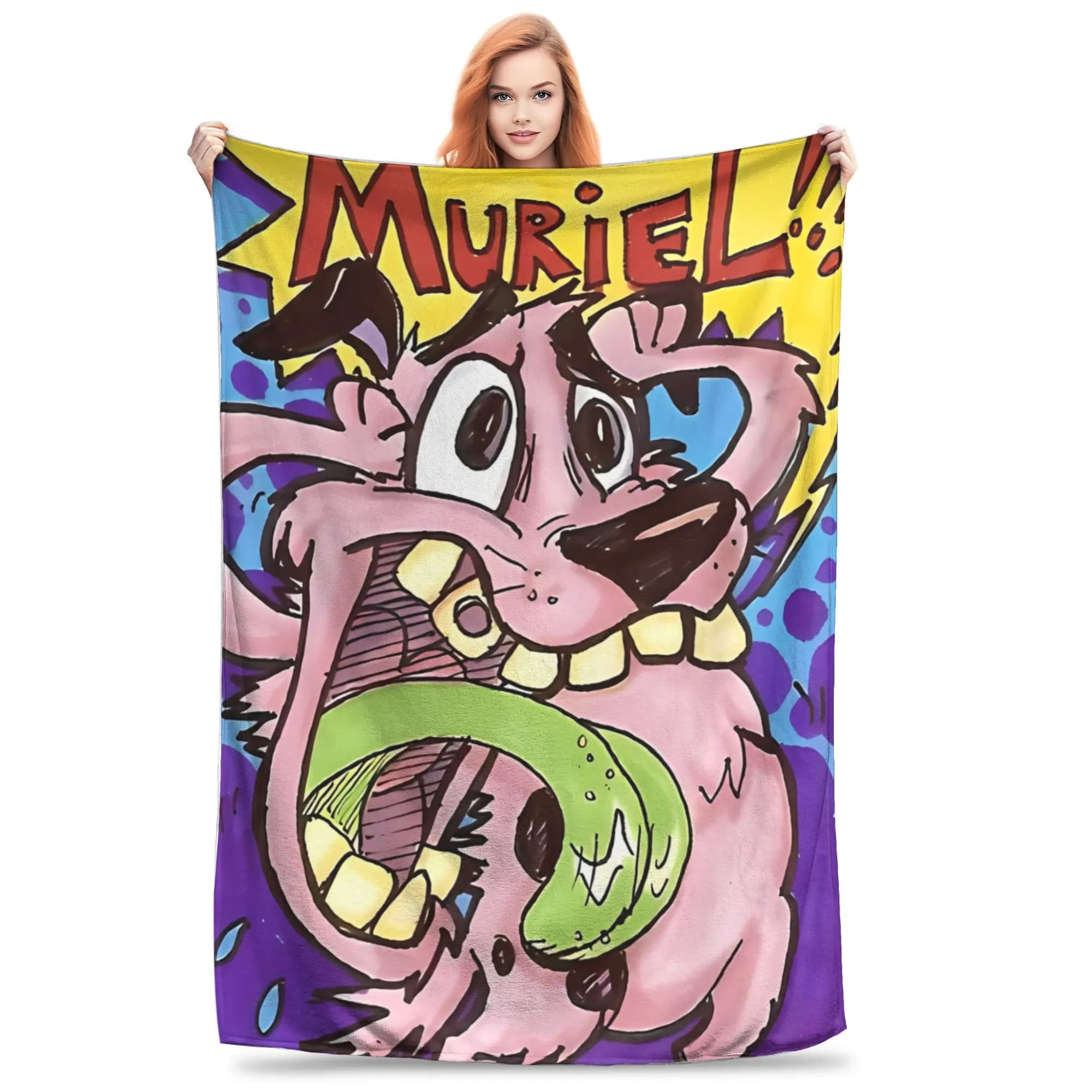 Coperta con stampa del film horror Courage the Cowardly Dog per uomo e donna, coperte super morbide e accoglienti per divano, 50x60 pollici, diverse misure