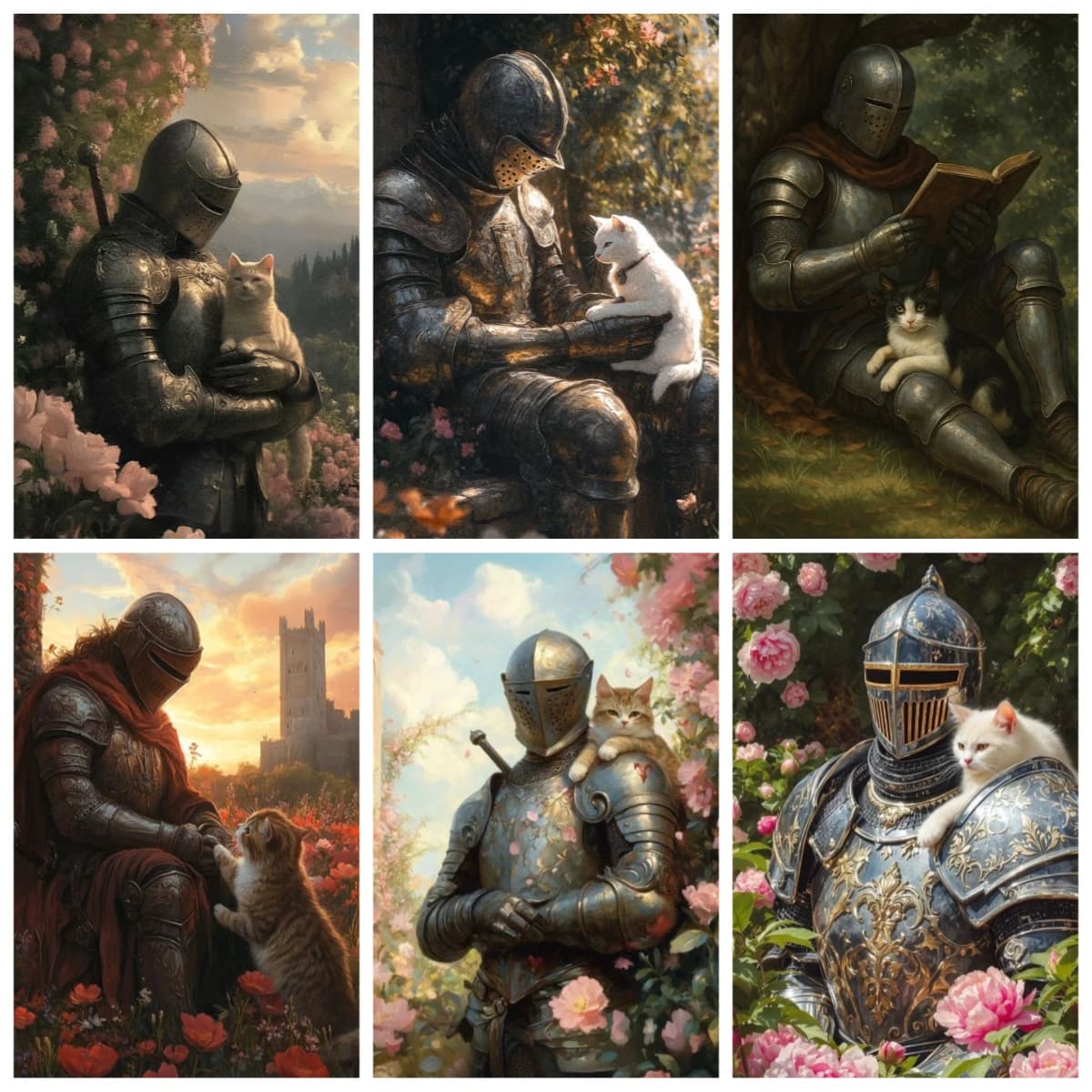 500/1000/1200/2000PCS Puzzles for Adults , Knight and Cat Jigsaw Puzzles Educational Games Home Decor Gifts