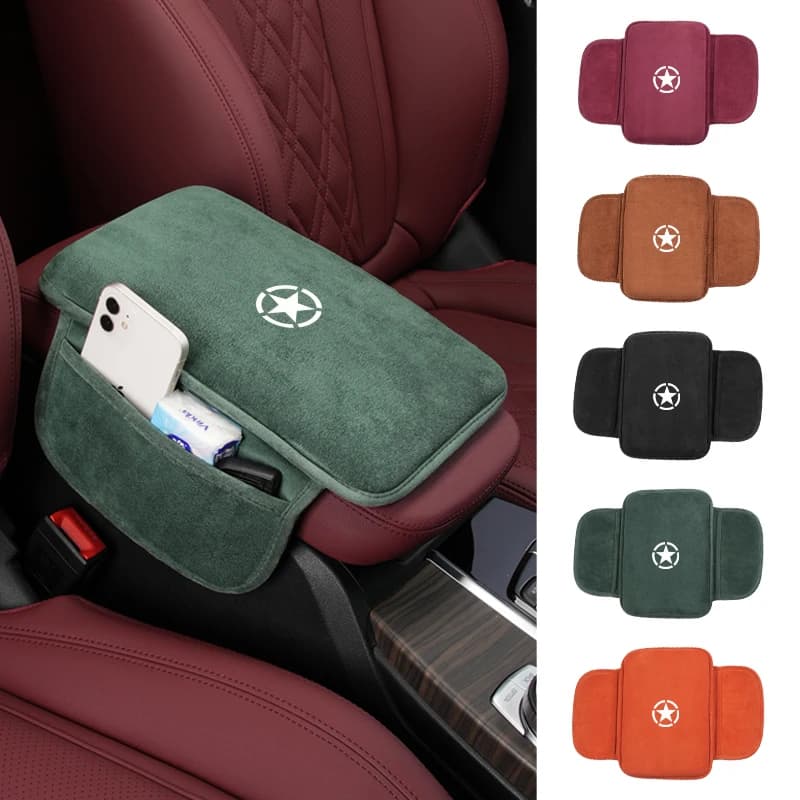 Car Suede Armrest Box Cushion Elbow Pad Arm Rest Storage Mat Accessories For Jeep Renegade Compass Wrangler Grand Cherokee