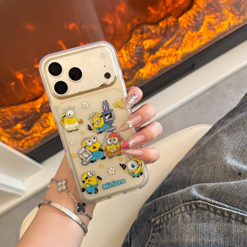 Cute Cartoon Minions Phone Case For iPhone 17 Pro 16 15 Pro Max Cases Shockproof Hard Cover