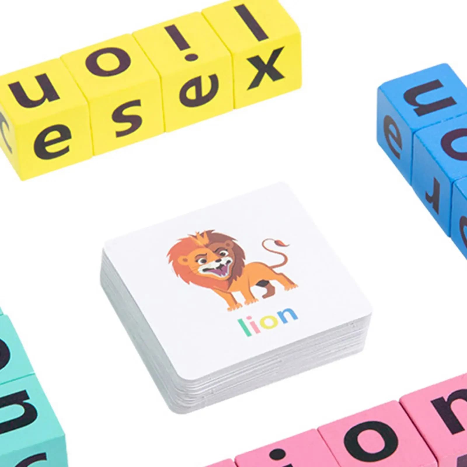 Letter Spelling Block Wooden Alphabet Flashcards Spelling Toys for Preschool