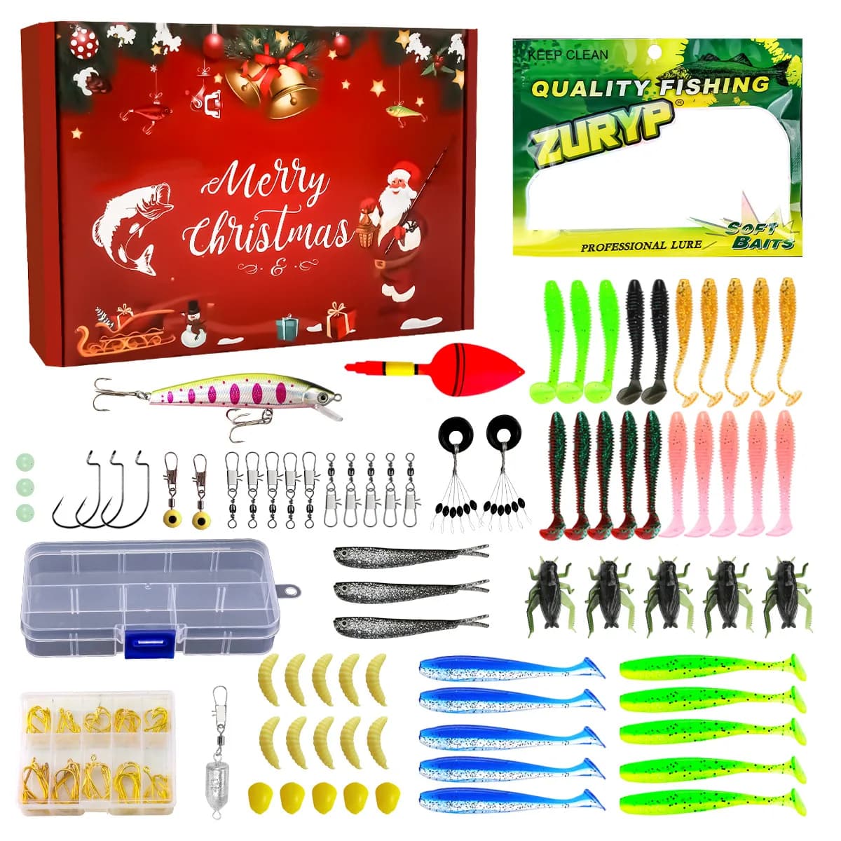 Christmas Fishing Gifts for Men, Complete Fishing Gear Kit with Premium Gift Box, Fishing Lures and Tackle Accessories Set