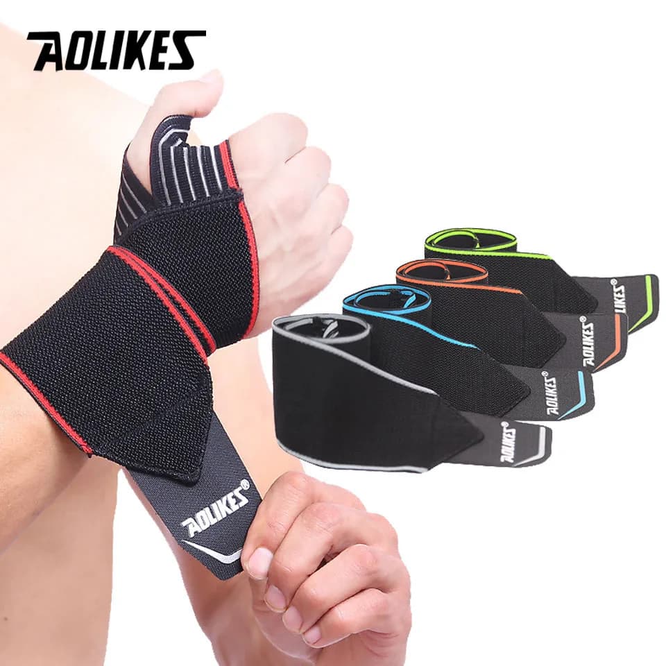 AOLIKES 1 paio di polsini fasciatura elastica supporto per il polso palestra crossfit powerlifting compressione tutore per polso supporto cinturino avvolge
