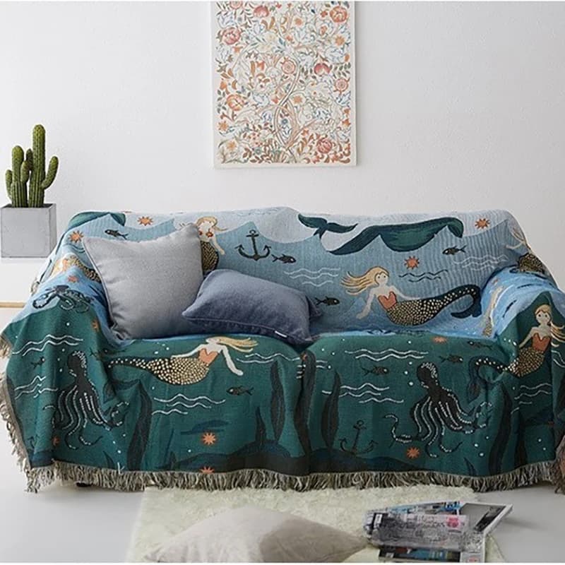 Cotton Sofa Cover Throw – Anti-Slip Full Protection Slipcover for Single & Double Sofa