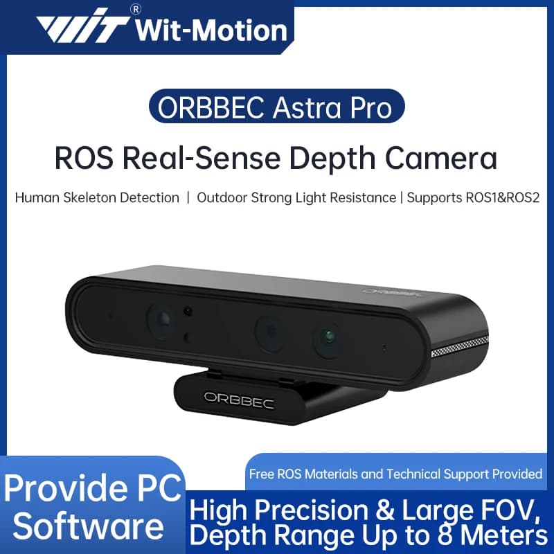 ORBBEC ASTRA Pro 3D Camera Module with Flow 0.6-8M for AI Robot, Raspberry PI, drones, Development and Facial Recognition with ROS1/ROS2