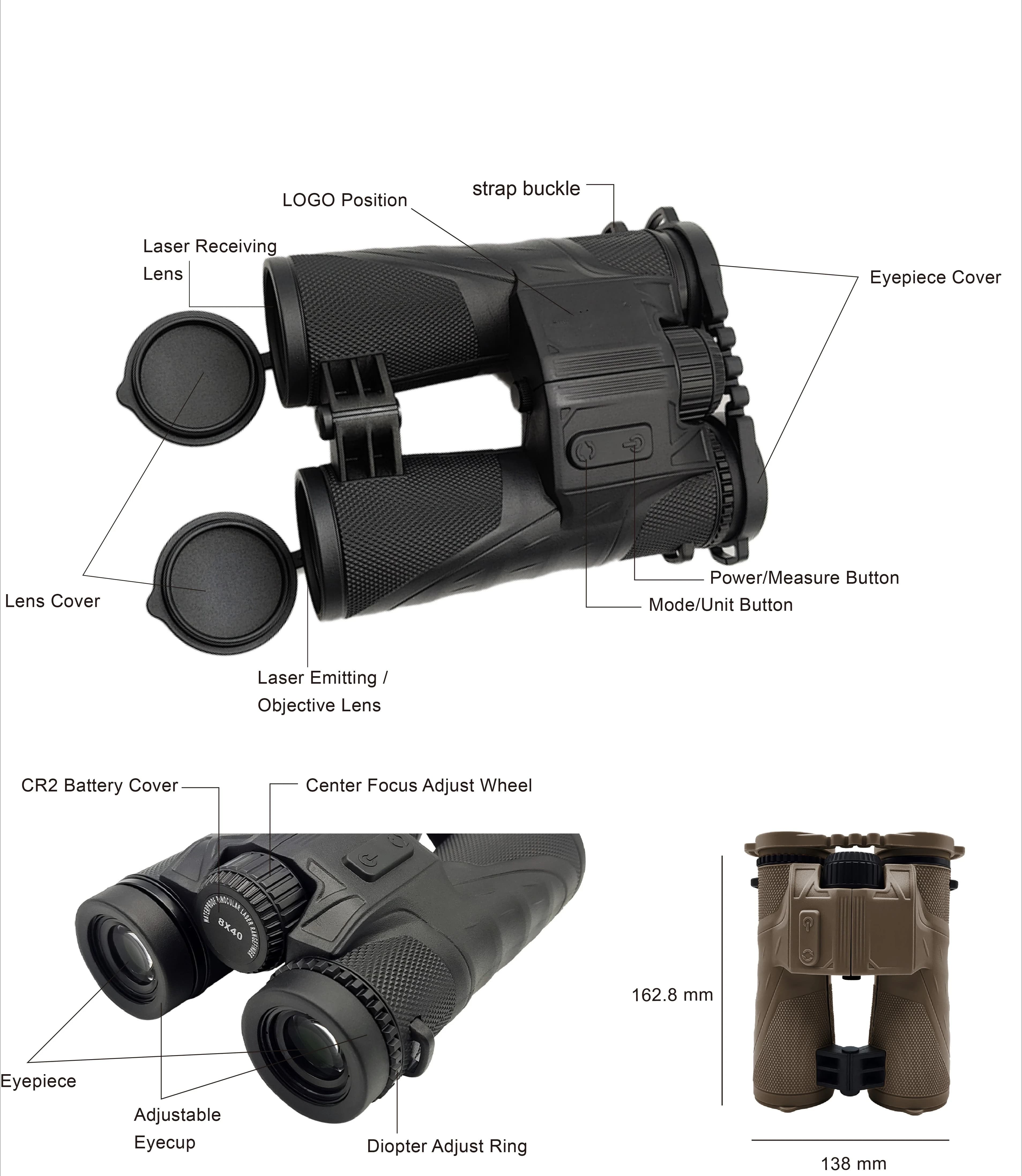 Telemetro binoculare 8X 42 mm Portata 2000 m Caccia Tiro con l'arco Tiro con l'arco Birdwatching