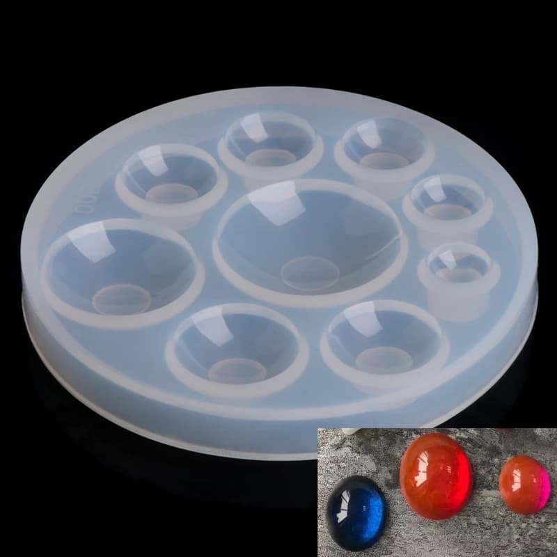 Necklace mold with round cabochon pendant Silicone mold for resin mirror with small hemisphere for creation
