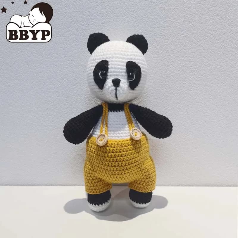 Giocattoli panda ripieni all'uncinetto per bambini Bambola panda in peluche lavorato a maglia in morbido cotone Mini bambola coccole kawaii per giocattolo educativo precoce appena nato
