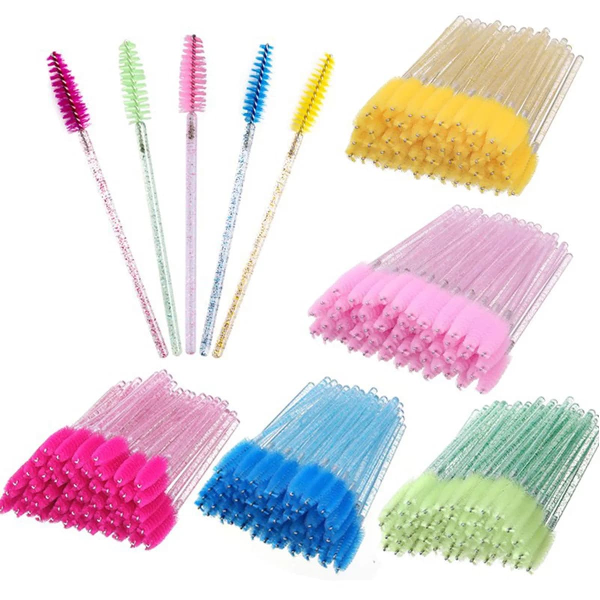 100 pcs Extension Brush Eyebrow Eyebrow Mascara Bacchette Applicator Spooler Brush Extension Eyelash Set Cosmetic Makeup Tools