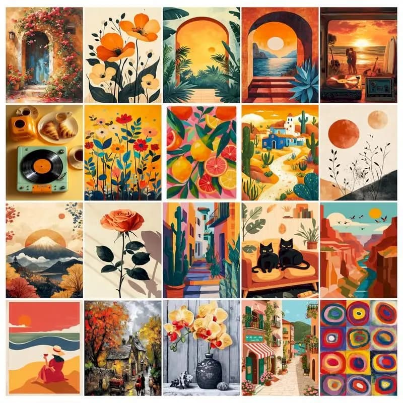 GATYZTORY 40x50cm Paint By Number Flower Wall Art DIY Frame Picture By Numbers Scenery Acrylic Canvas Painting For Decoration