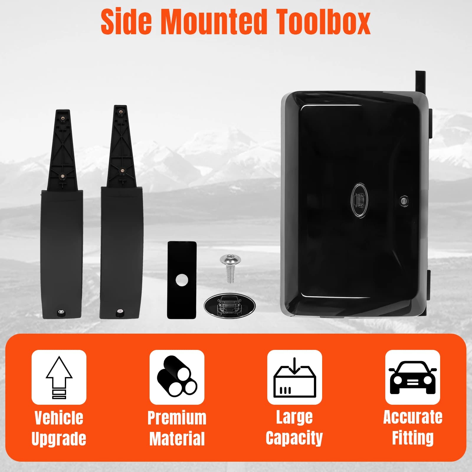 Black Lateral Tool Box Anti-rust, Exterior Tool Holder Durable for Land Rover Defender 90
