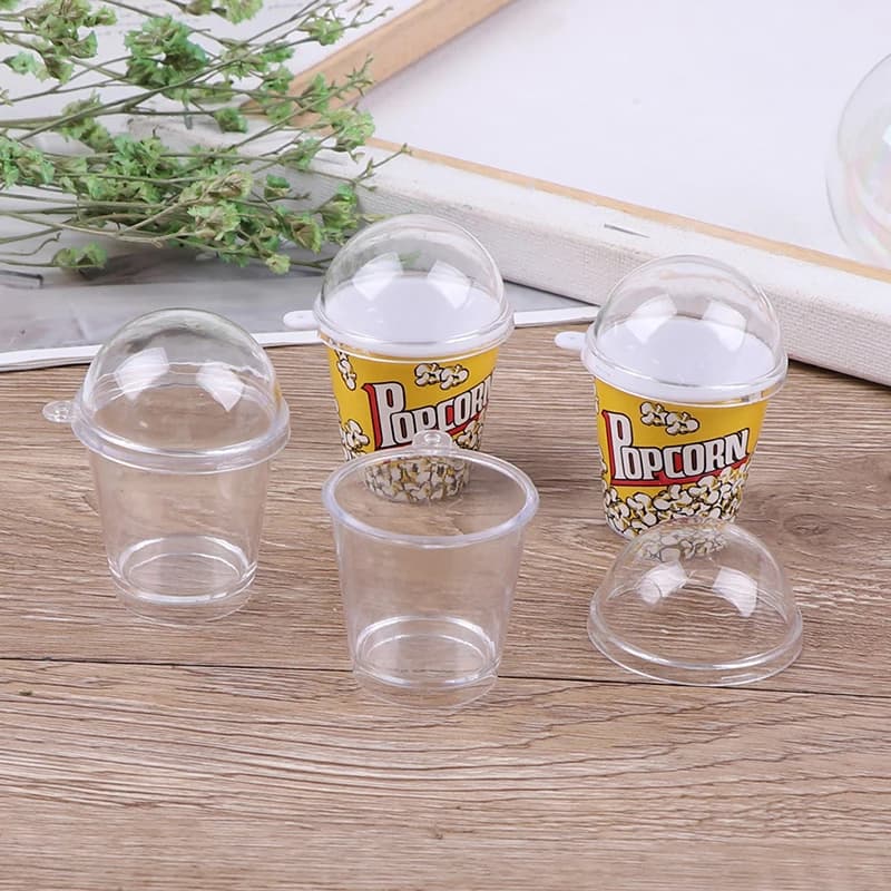 10 pz. nuovi ciondoli fai da te Boba, tazze in plastica in miniatura con coperchio a cupola per casa delle bambole
