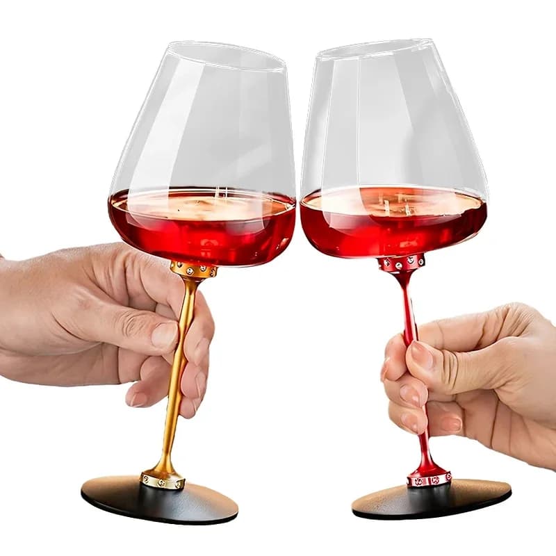 Bicchieri da Vino in Vetro Rotanti Creativi, Calici in Cristallo Durevoli per Whisky, Brandy, Cocktail e Succhi, Antistress per Feste e Bar