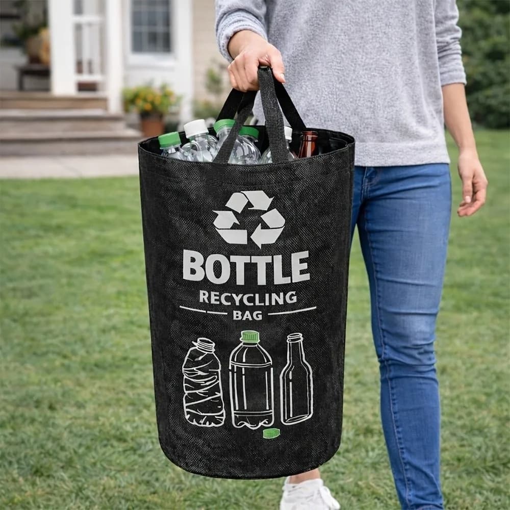 Durable 82L Empty Bottle Storage Basket Foldable with Handle Recycling Bin Large Capacity Garbage Bin Home